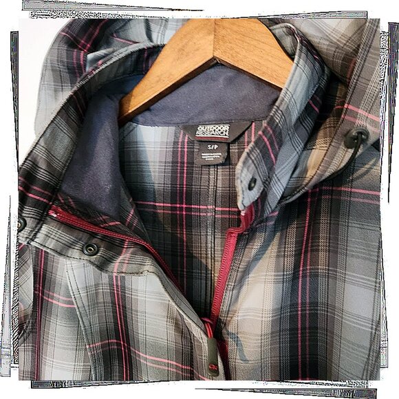 Lightweight Gray & Pink Plaid All Weather Jacket (S) by Outdoor Research - Picture 4 of 6